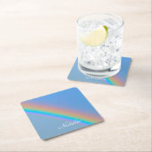 パーソナライズされた実在虹 スクエアペーパーコースター (インサイチュ)
