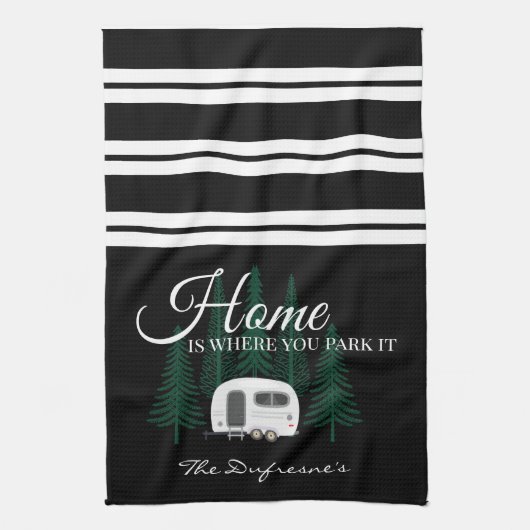 「パーソナライズされた家は駐車場」 キッチンタオル (縦)