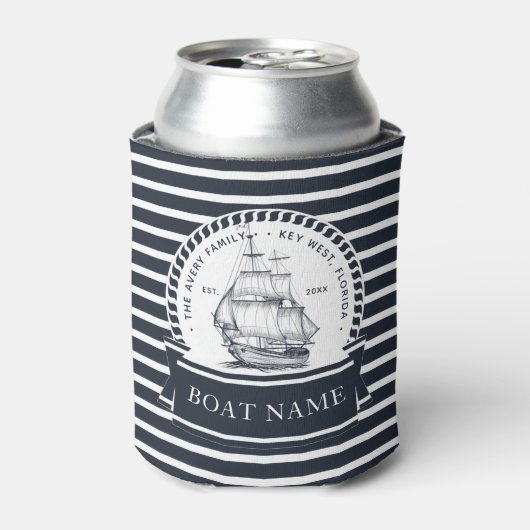 パーソナライズされた家族と船の名航海の前 缶クーラー (缶正面)