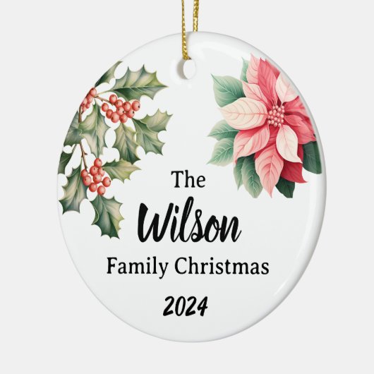 パーソナライズされた家族のクリスマス セラミックオーナメント (左)