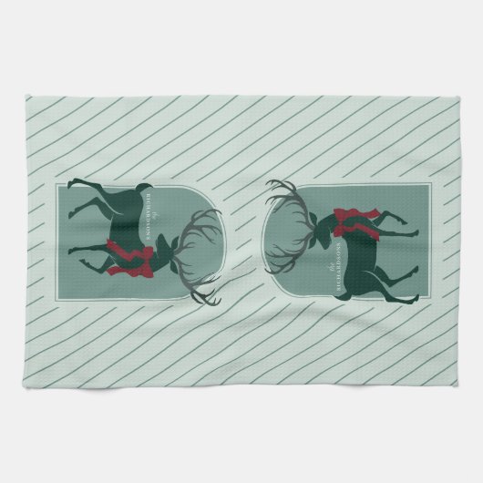 パーソナライズされた家族の名エレガント前 キッチンタオル (横)