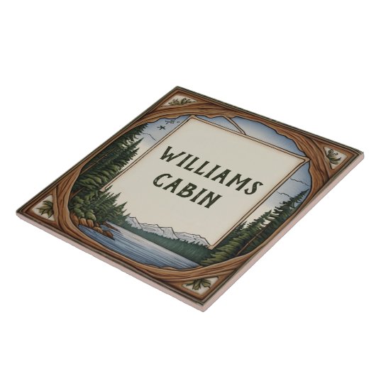パーソナライズされた家族の姓キャビン姓プラーク タイル (側面)