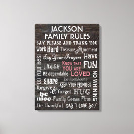 「パーソナライズされた家族の規則」 キャンバスプリント
