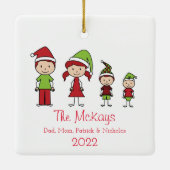 パーソナライズされた家族クリスマス セラミックオーナメント (裏面)