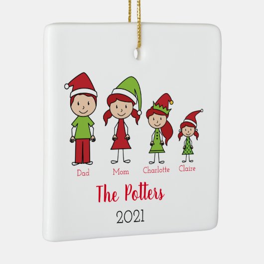 パーソナライズされた家族クリスマス セラミックオーナメント (右)