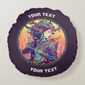 パーソナライズされた射手座〔占星術の〕十二宮図標識トート ラウンドクッション (正面)