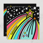 パーソナライズされた射撃、 発砲スター誕生日招待状 (正面/裏面)