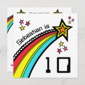 パーソナライズされた射撃、 発砲スター誕生日招待状 (正面/裏面)