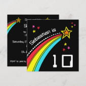 パーソナライズされた射撃、 発砲スター誕生日招待状 (正面/裏面)