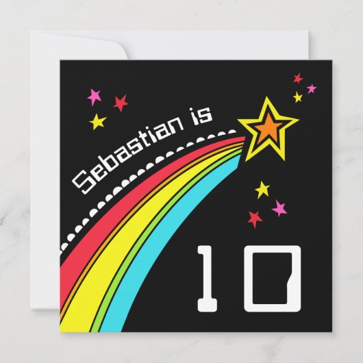 パーソナライズされた射撃、 発砲スター誕生日招待状 (正面)