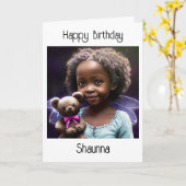 パーソナライズされた小さな女の子ハッピーバースデー カード (黄色い花)