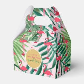 パーソナライズされた屋根付きボックス トロピカルリーフ フラミンゴ 2 フェイバーボックス (正面サイド)
