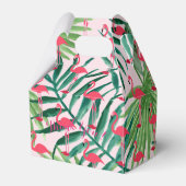 パーソナライズされた屋根型ボックス 熱帯の葉 フラミンゴ フェイバーボックス (裏面サイド)