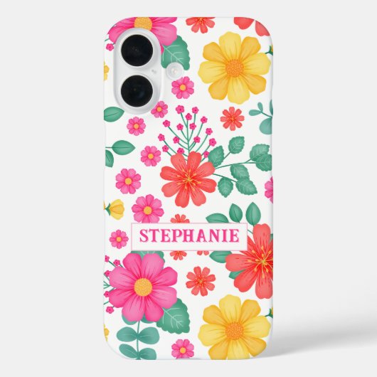 パーソナライズされた山モノグラムの花フローラかわいい Case-Mate iPhoneケース (裏面)