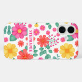 パーソナライズされた山モノグラムの花フローラかわいい Case-Mate iPhoneケース (裏面 (横))