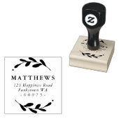 パーソナライズされた差出人住所の葉枠シンプル枠 ラバースタンプ (押印)