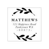 パーソナライズされた差出人住所の葉枠シンプル枠 ラバースタンプ (インプリント)