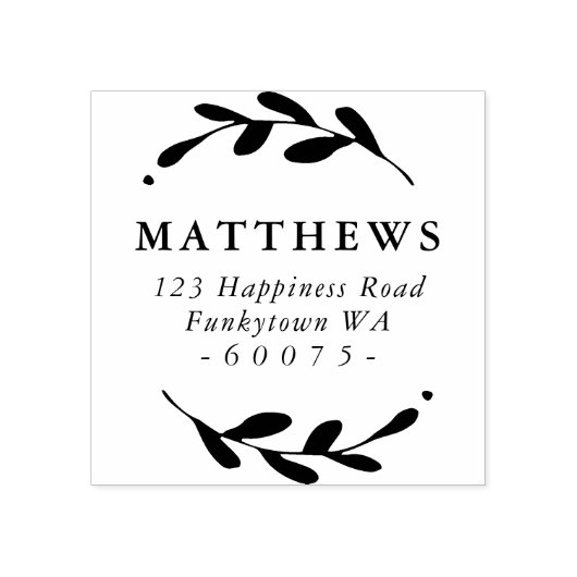 パーソナライズされた差出人住所の葉枠シンプル枠 ラバースタンプ (インプリント)