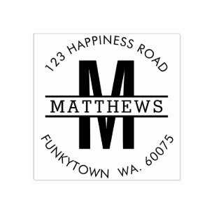 パーソナライズされた差出人住所はっきりしたモノグラム ラバースタンプ