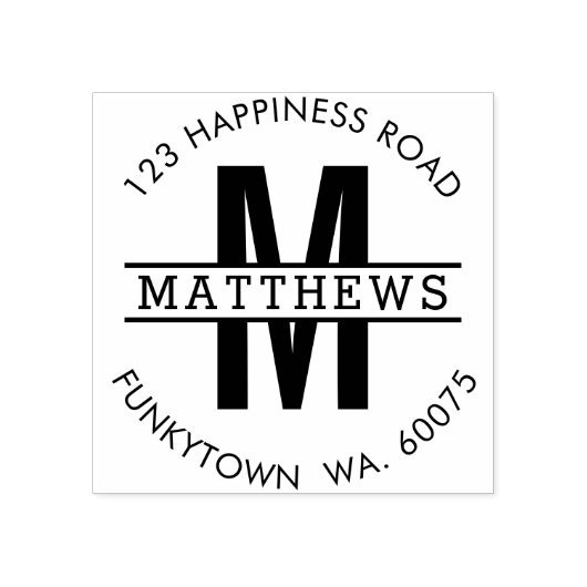 パーソナライズされた差出人住所はっきりしたモノグラム ラバースタンプ (インプリント)