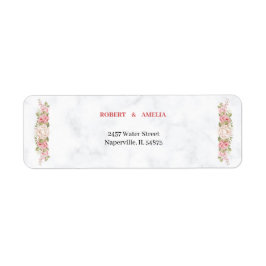 パーソナライズされた差出人住所エレガントバラ花 ラベル