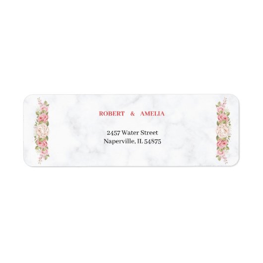 パーソナライズされた差出人住所エレガントバラ花 ラベル (正面)