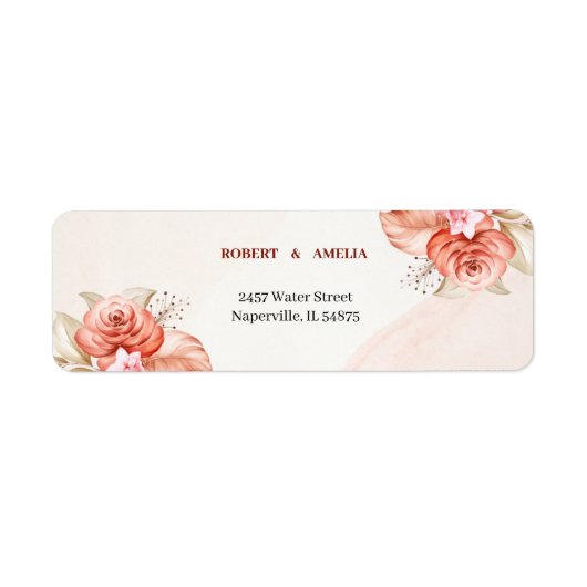 パーソナライズされた差出人住所エレガントフローラ枠 ラベル (正面)