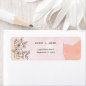 パーソナライズされた差出人住所エレガントブラウンフラワー ラベル (インサイチュ)