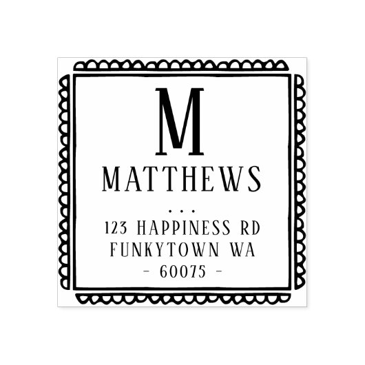 パーソナライズされた差出人住所クラス縁どホタテ ラバースタンプ (インプリント)