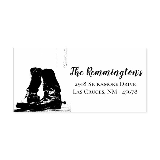 パーソナライズされた差出人住所スタンプブーツカントリーRu ラバースタンプ (インプリント)