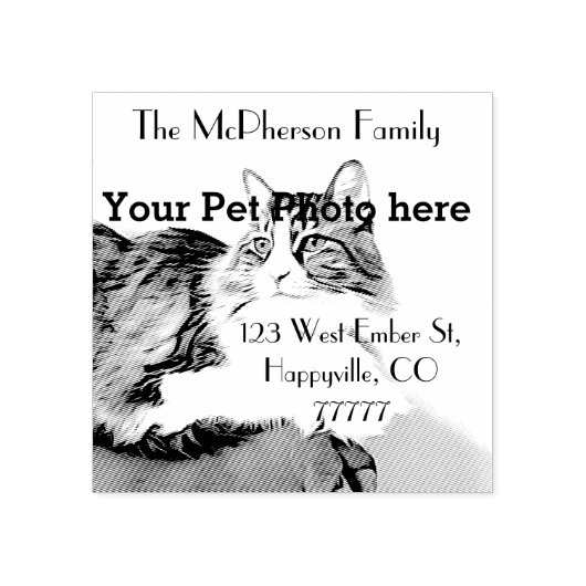 パーソナライズされた差出人住所、ペットの写真 ラバースタンプ (インプリント)