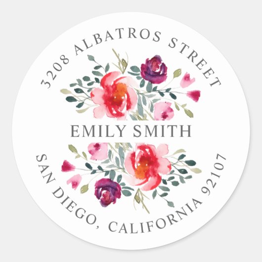 パーソナライズされた差出人住所I植物文様 ラウンドシール (正面)