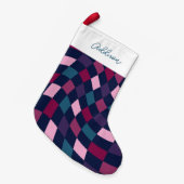 パーソナライズされた市松模様にはっきりした型 スモールクリスマスストッキング (正面 (吊り時))