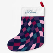パーソナライズされた市松模様にはっきりした型 スモールクリスマスストッキング (裏面)