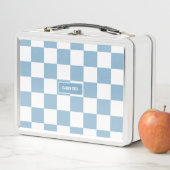 パーソナライズされた市松模様にアイリスベビーブルー メタルランチボックス (インサイチュ)