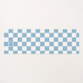 パーソナライズされた市松模様にアイリスベビーブルー ヨガマット (正面(横))