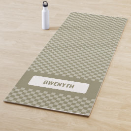 パーソナライズされた市松模様にサージグリーン独身の側面 ヨガマット