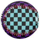 パーソナライズされた市松模様にソフトボール ソフトボール (正面左)