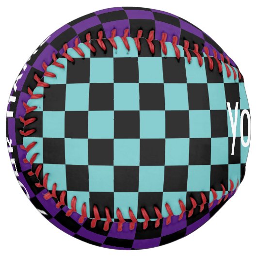 パーソナライズされた市松模様にソフトボール ソフトボール (正面左)