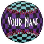 パーソナライズされた市松模様にソフトボール ソフトボール (裏面)
