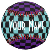 パーソナライズされた市松模様にソフトボール ソフトボール (正面)