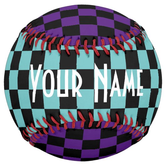 パーソナライズされた市松模様にソフトボール ソフトボール (正面)