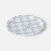 パーソナライズされた市松模様にベビーブルーシェード ペーパープレート (アングル)