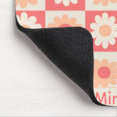 パーソナライズされた市松模様にモモの花の名前 マウスパッド (コーナー)