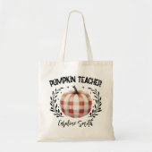 パーソナライズされた市松模様に先生トート秋 トートバッグ (正面)