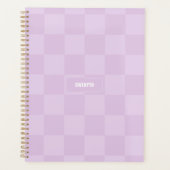 パーソナライズされた市松模様に糖プラムラベンダーパープル プランナー手帳 (正面)