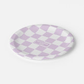 パーソナライズされた市松模様に糖プラムラベンダーパープル ペーパープレート (アングル)