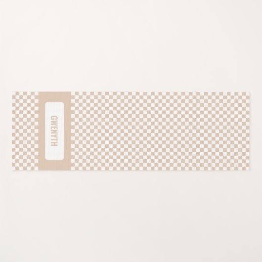 パーソナライズされた市松模様にLight Neutral 独身の Sided ヨガマット (正面(横))