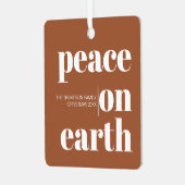 パーソナライズされた平和オンアースのクリスマスモダン写真 メタルオーナメント (正面左)