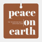 パーソナライズされた平和オンアースのクリスマスモダン写真 メタルオーナメント (正面)